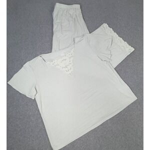 Haven Well Within Pajama‎ Lounge Set Women's Size M Short Sleeve Light Gray